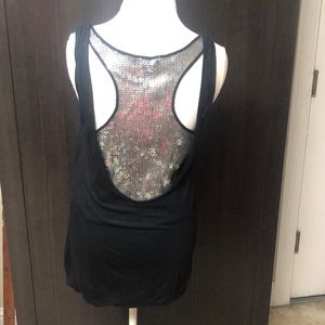 Express metallic exposed back tank top size Large